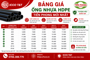 BẢNG GIÁ ỐNG NHỰA HDPE TIỀN PHONG MỚI NHẤT