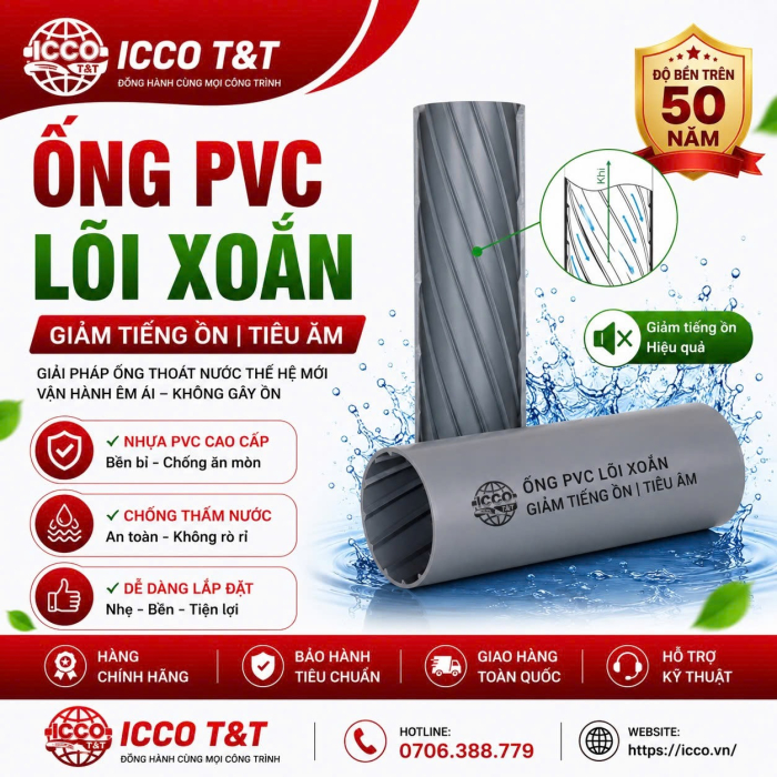 ỐNG LÕI PVC LÕI XOẮN GIẢM TIẾNG ỒN | ỐNG PVC LÕI XOẮN TIÊU ÂM