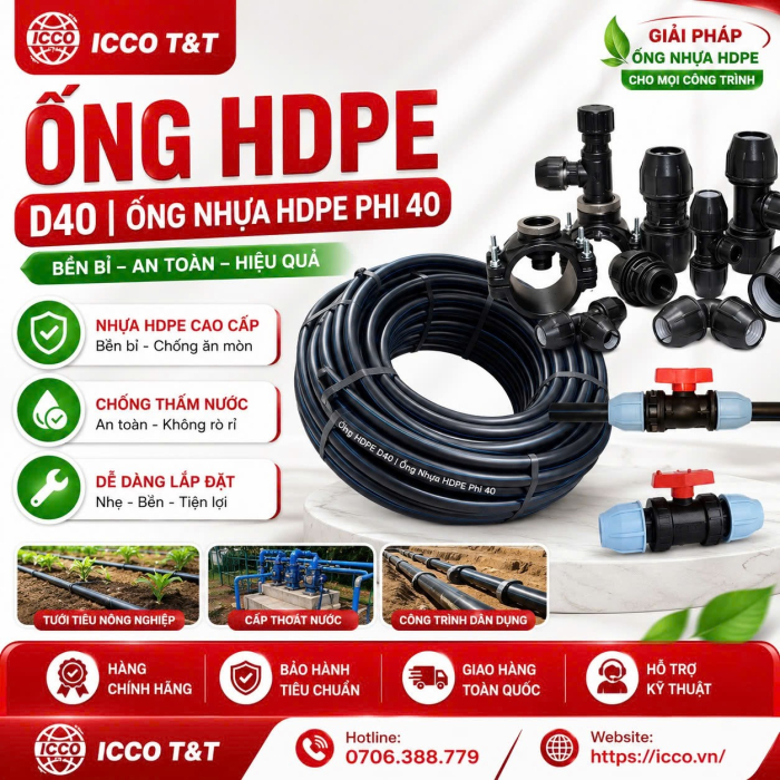 ỐNG HDPE D40 | ỐNG NHỰA HDPE PHI 40