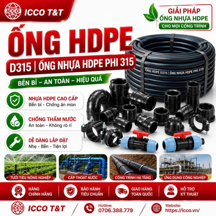 ỐNG HDPE D315 | ỐNG NHỰA HDPE PHI 315