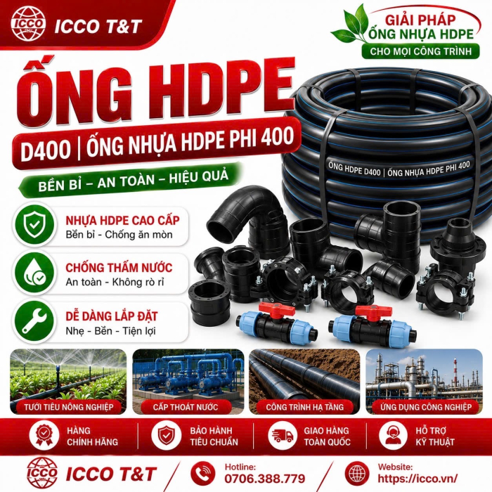ỐNG HDPE D400 | ỐNG NHỰA HDPE PHI 400