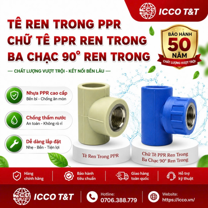 TÊ REN TRONG PPR | CHỮ TÊ PPR REN TRONG l BA CHẠC 90 ĐỘ REN TRONG