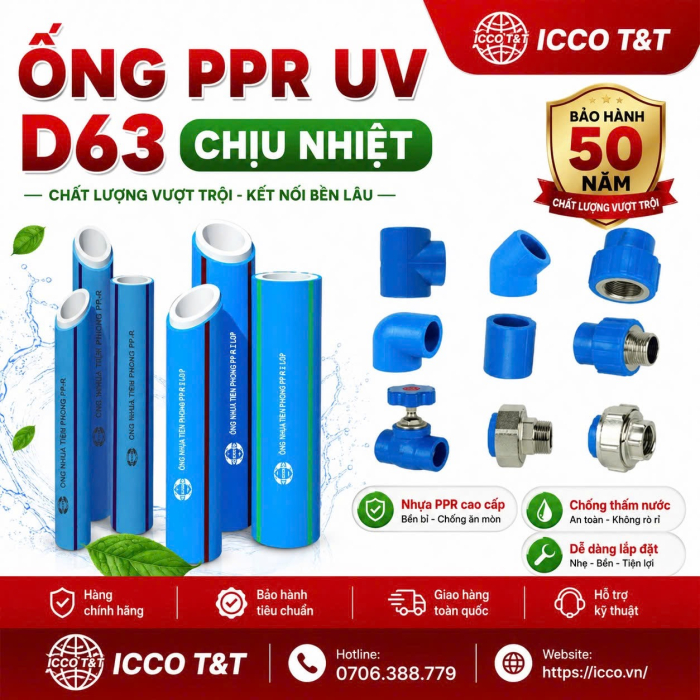 ỐNG PPR UV D63 CHỊU NHIỆT