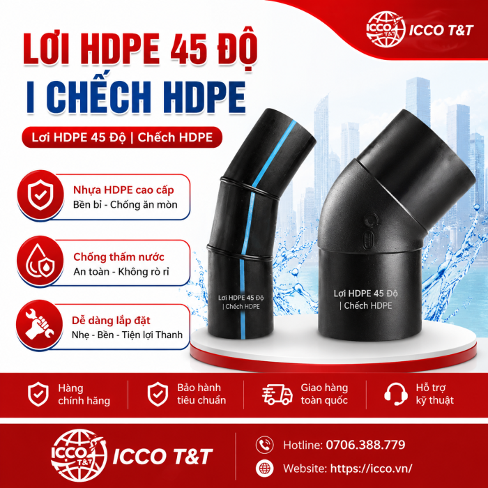 LƠI HDPE 45 ĐỘ | CHẾCH HDPE