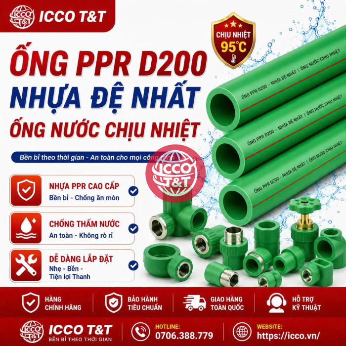 Ống PPR D200 l Nhựa Đệ Nhất l Ống Nước Chịu Nhiệt