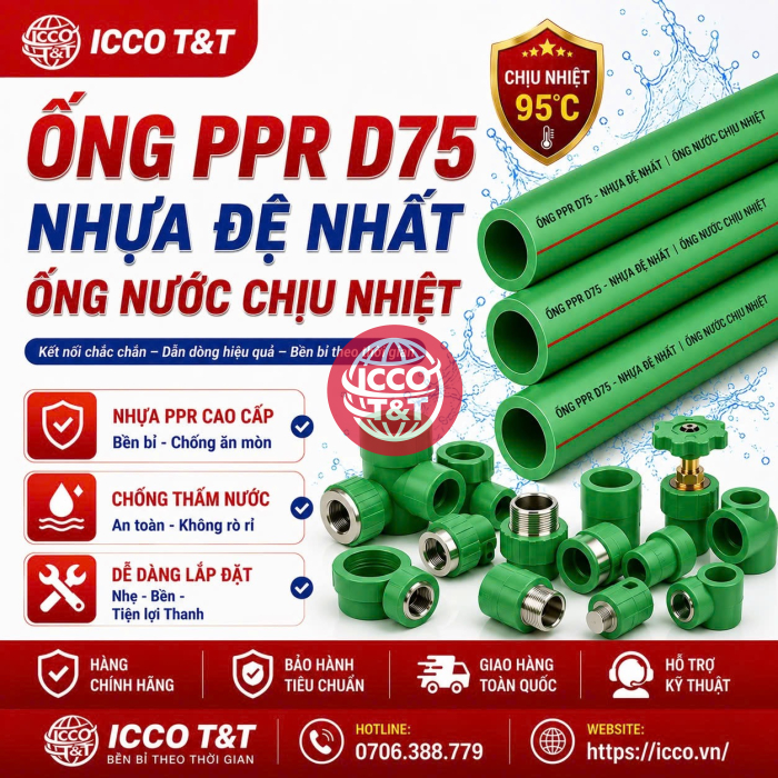 Ống PPR D75 l Nhựa Đệ Nhất l Ống Nước Chịu Nhiệt