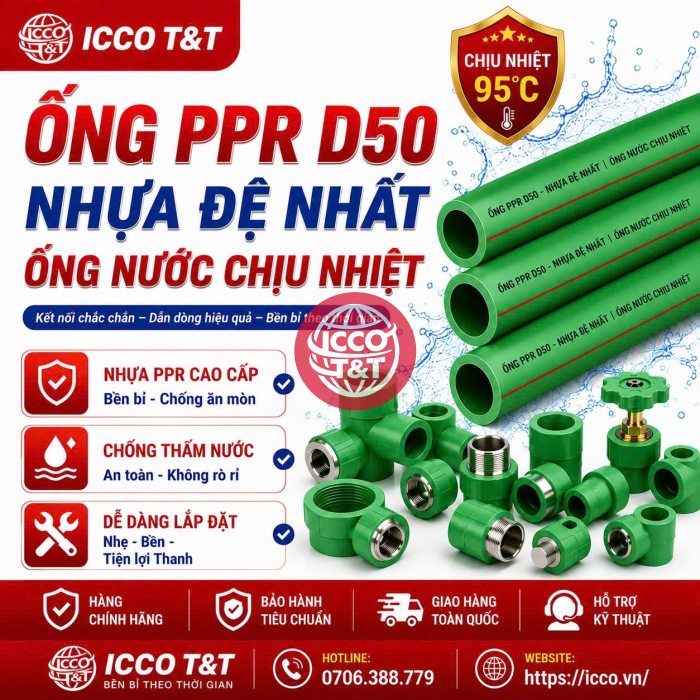 Ống PPR D50 l Nhựa Đệ Nhất l Ống Nước Chịu Nhiệt
