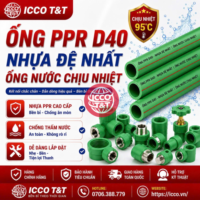 Ống PPR D40 l Nhựa Đệ Nhất l Ống Nước Chịu Nhiệt