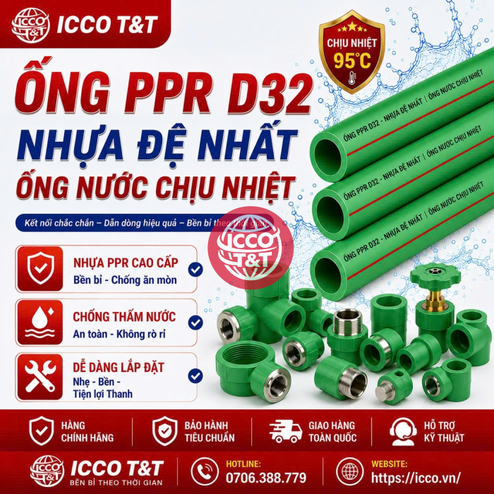 Ống PPR D32 l Nhựa Đệ Nhất l Ống Nước Chịu Nhiệt