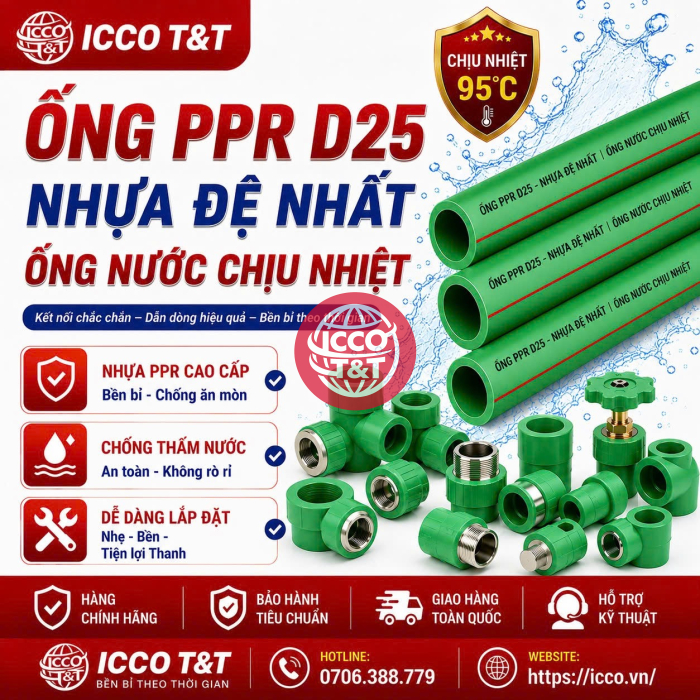 Ống PPR D25 l Nhựa Đệ Nhất l Ống Nước Chịu Nhiệt
