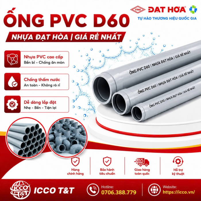 Ống PVC D60 l Nhựa Đạt Hòa 