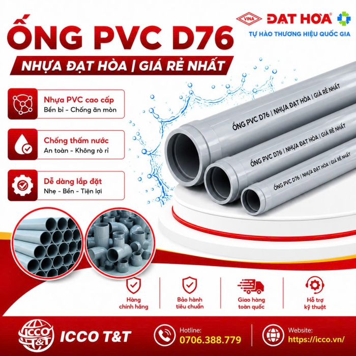 Ống PVC D76 l Nhựa Đạt Hòa 