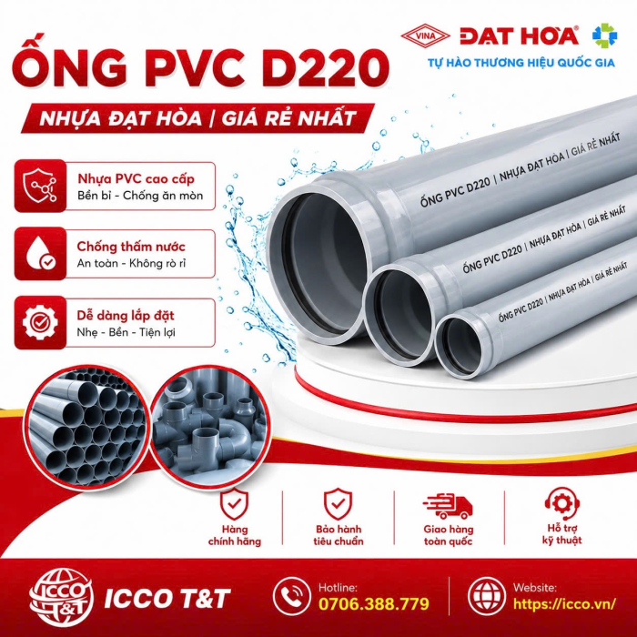 Ống PVC D220 l Nhựa Đạt Hòa 