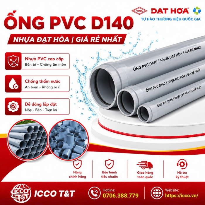 Ống PVC D140 l Nhựa Đạt Hòa 