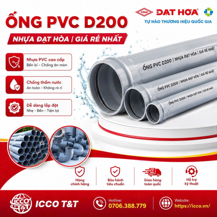 Ống PVC D200 l Nhựa Đạt Hòa 