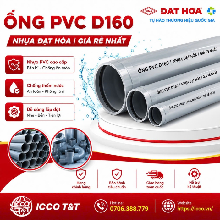 Ống PVC D160 l Nhựa Đạt Hòa 