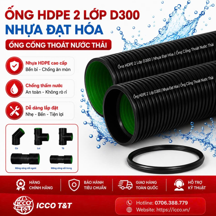 Ống HDPE 2 Lớp D300 l Nhựa Đạt Hòa l Ống Cống Thoát Nước Thải