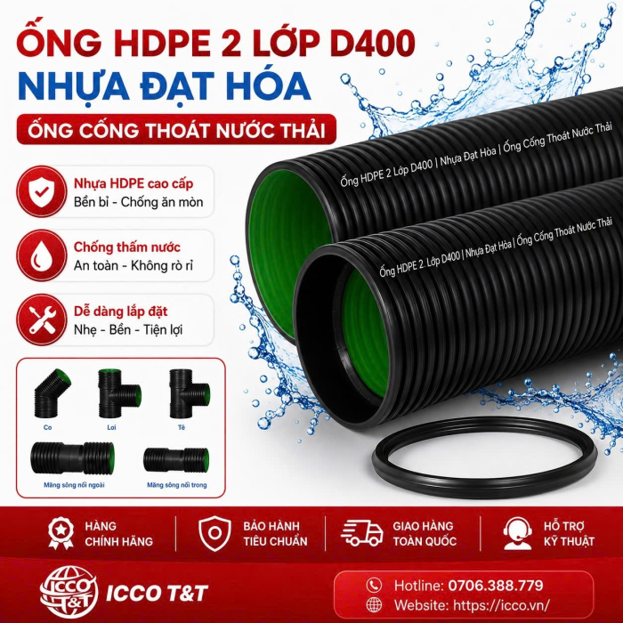 Ống HDPE 2 Lớp D400 l Nhựa Đạt Hòa l Ống Cống Thoát Nước Thải