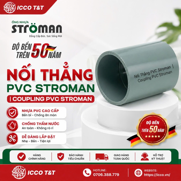 Nối Thẳng PVC Stroman l Coupling PVC Stroman