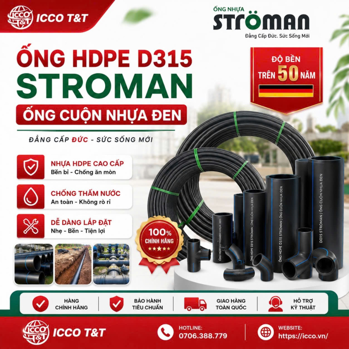 Ống HDPE D315 Stroman l Ống Cuộn Nhựa Đen