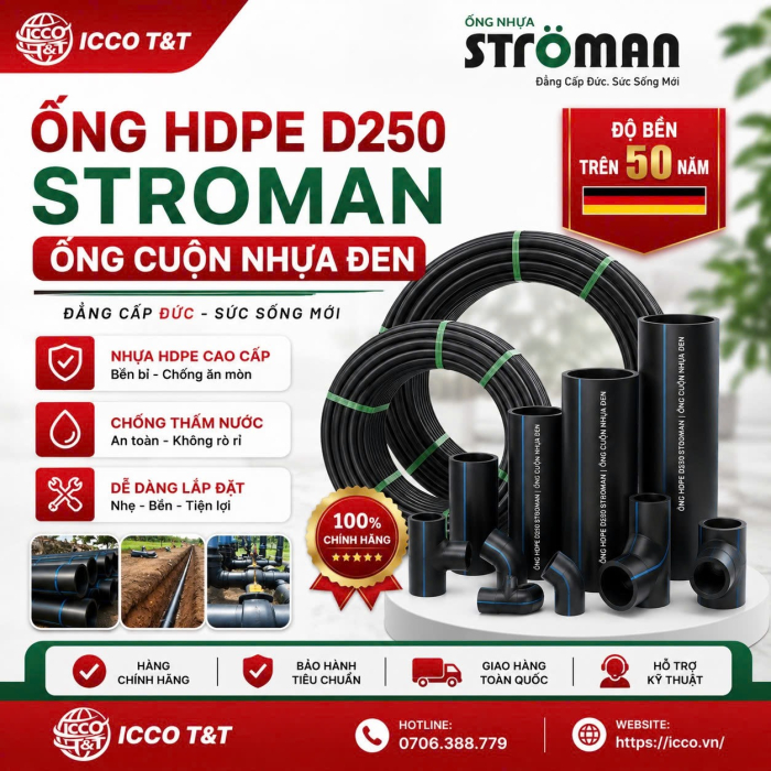 Ống HDPE D250 Stroman l Ống Cuộn Nhựa Đen