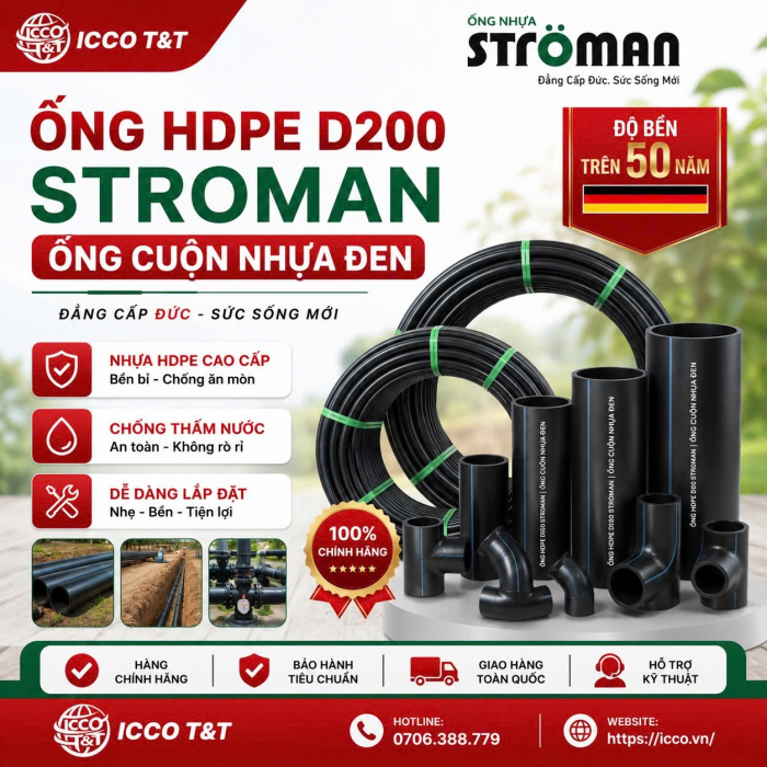 Ống HDPE D200 Stroman l Ống Cuộn Nhựa Đen