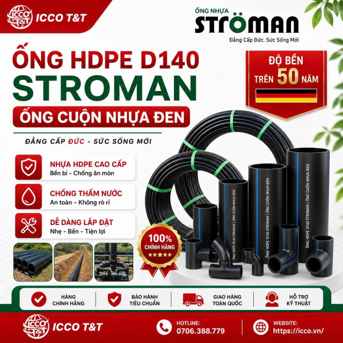 Ống HDPE D140 Stroman l Ống Cuộn Nhựa Đen