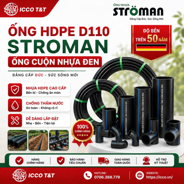 Ống HDPE D110 Stroman l Ống Cuộn Nhựa Đen