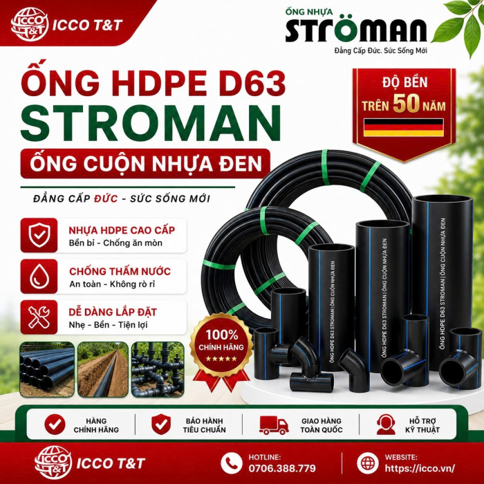 Ống HDPE D63 Stroman l Ống Cuộn Nhựa Đen