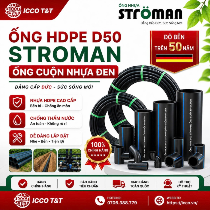 Ống HDPE D50 Stroman l Ống Cuộn Nhựa Đen