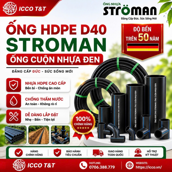 Ống HDPE D40 Stroman l Ống Cuộn Nhựa Đen