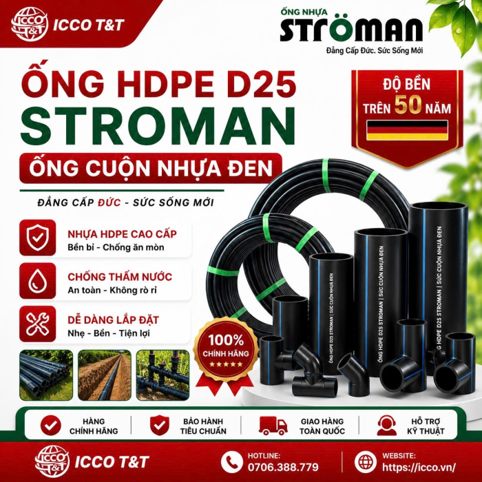 Ống HDPE D25 Stroman l Ống Cuộn Nhựa Đen